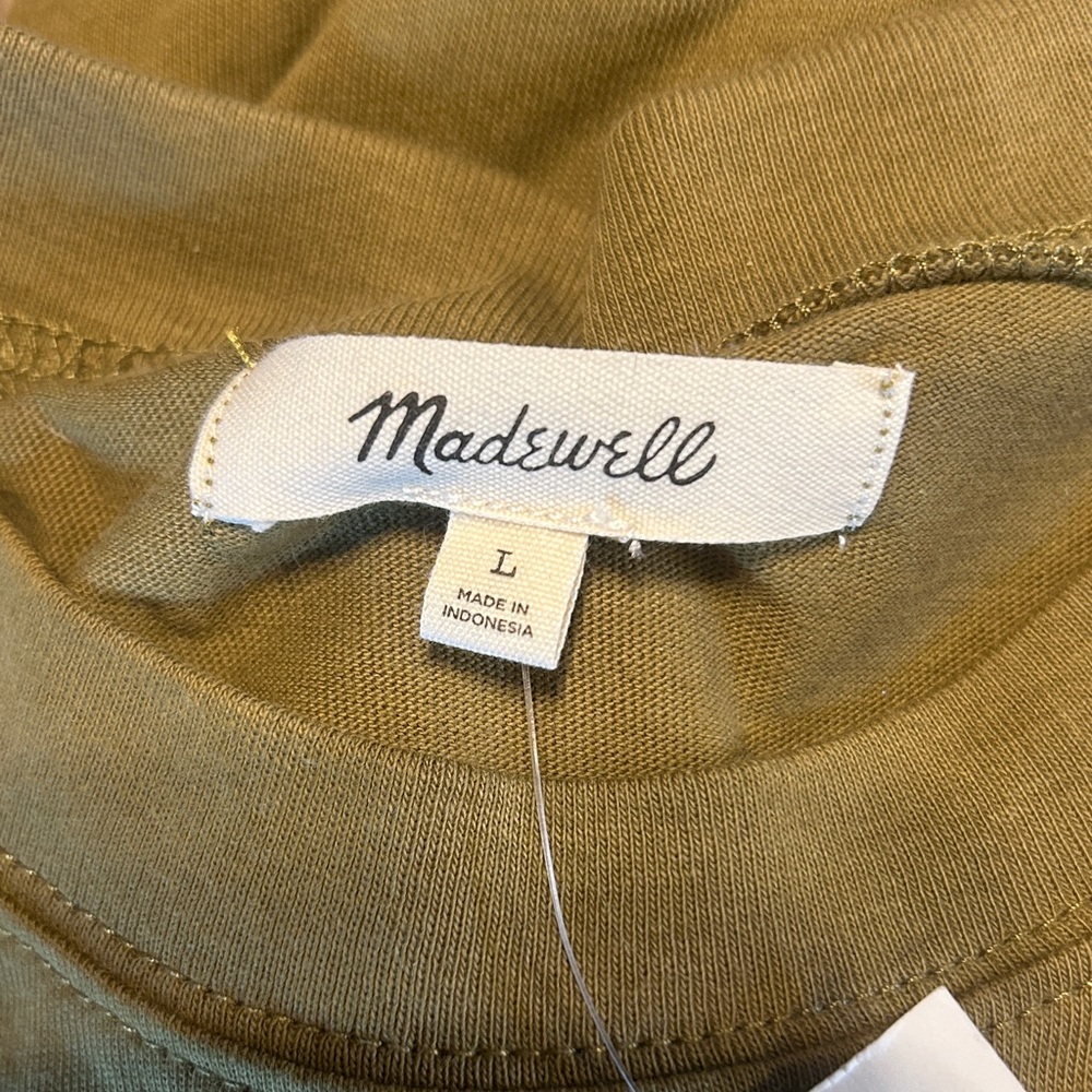 MADEWELL NWT Nordstrom Olive Green TShirt Dress- Size L COMFY but stylish NEW - Picture 2 of 6